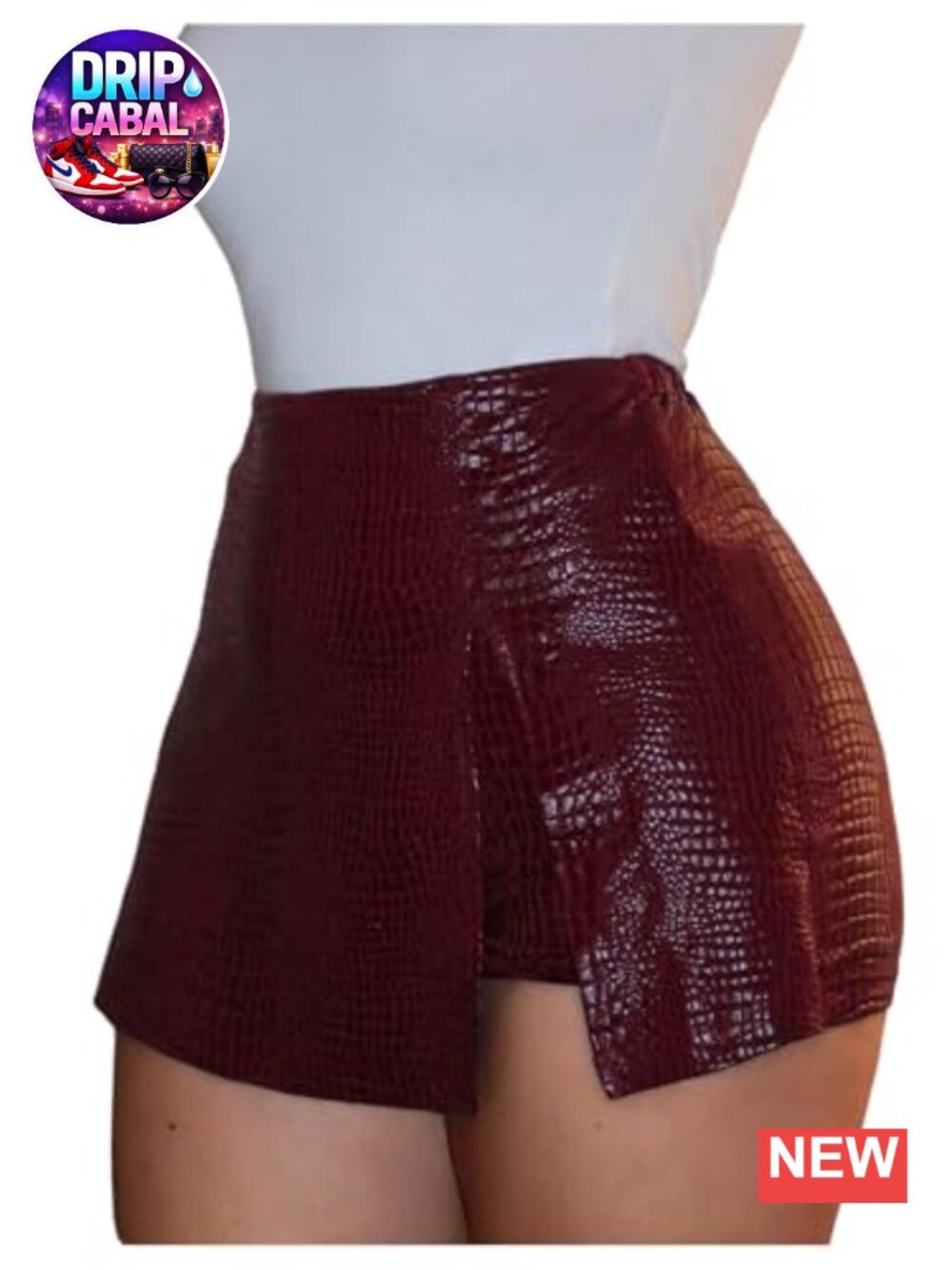 PU Leather High Waisted Asymmetrical Skort Mini Club Y2K